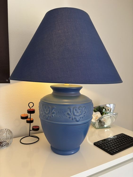 Urban Lifestyle Lampe de Chevet Lina (Bleu) Lampe de Table, Canapé en Céramique Avec Abat-Jour