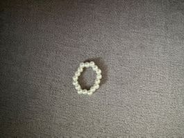 Perlenring weiss elastisch Modeschmuck