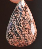 Anhänger L-4143– Blumen Obsidian Facettierte Birne 31x19,5mm