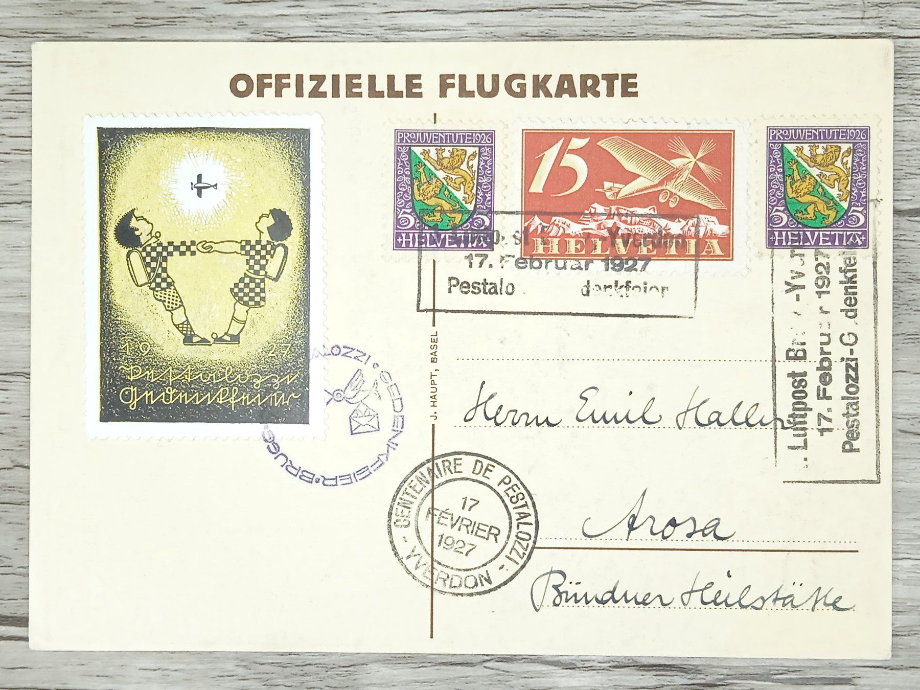 Tutti i francobolli: TR15 Carte Postale + Timbre Suisse 1927 – Usato da Cousset venduto da Patrick_Collections