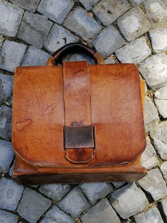 Sac en cuir brun "wintage"