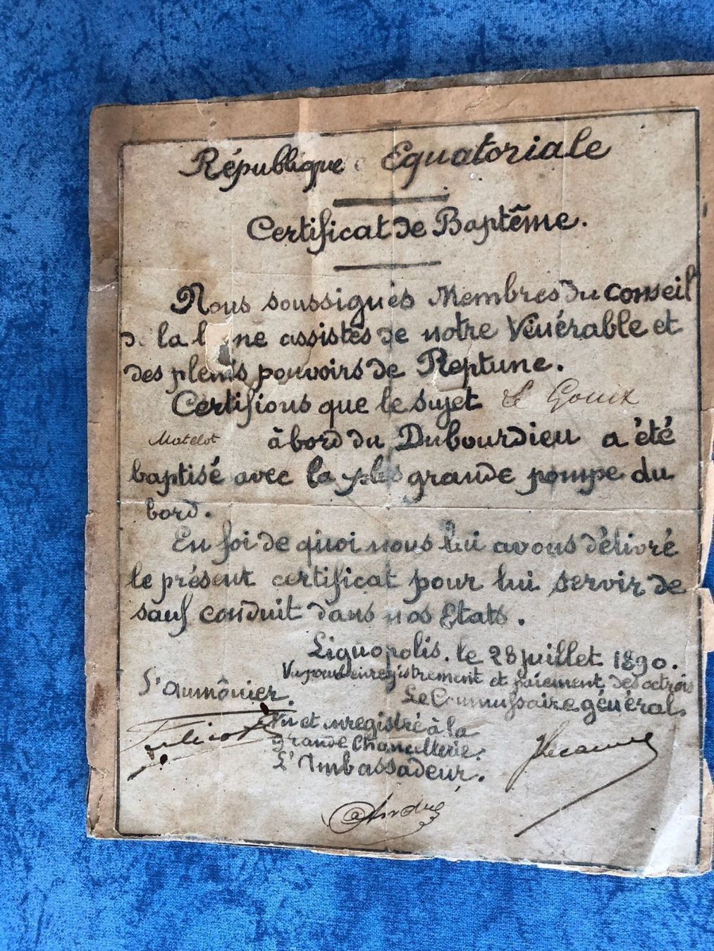 Documenti: Äquatortaufschein, Certificat de Baptême 1890 – Usato da Steffisburg venduto da bwt56