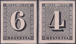 1943, W12+13 Einzelwerte aus ZÜRICH-BLOCK, ungebraucht *
