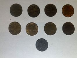 8 x 2 Rappen Münzen div. Jahrgänge 1948 - 1966