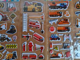 Bogen, Viele 3D Sticker Baustelle, Fahrzeuge, LKW