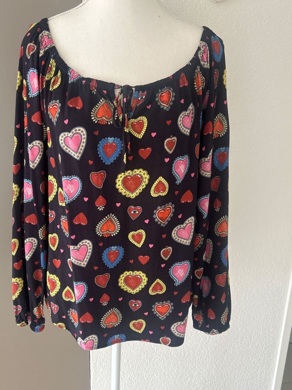 Rainbow Camicette: Langarm Blusenshirt schwarz mit Muster von Rainbow Gr. 40 – Usato da Brunnen venduto da Nala2929