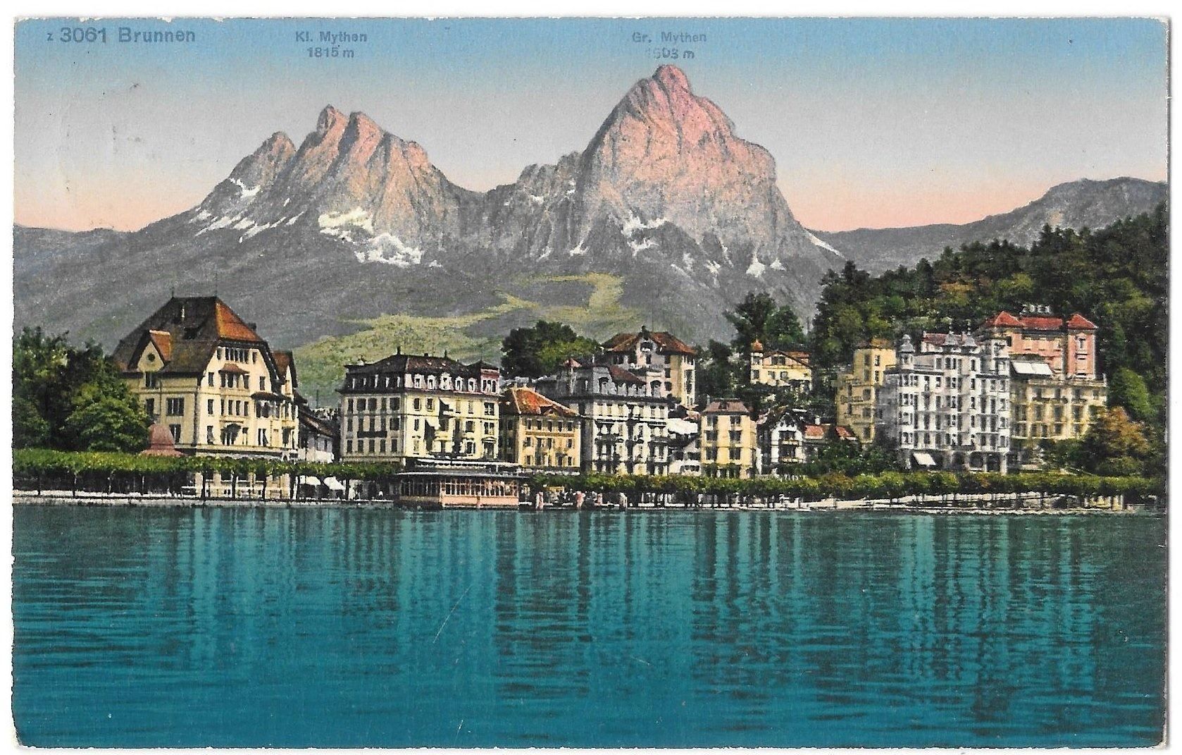 Ansichtskarten: Brunnen Ansicht vom See aus – Gebraucht aus Olten von clotaldi