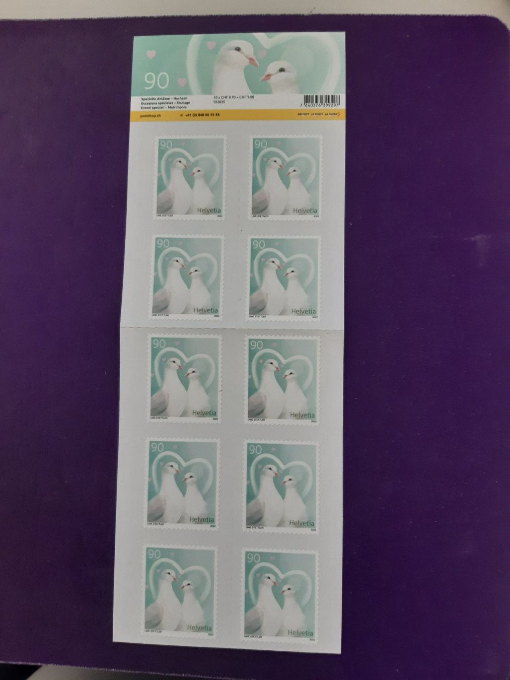 Tous les timbres: ** 10 Briefmarken à -.90 Rp. "HOCHZEIT", Original – Neuf (Voir description) à Wangs par weisstannen01