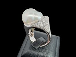 Barock Perle Diamanten 1.1c Ring 18k WG Grösse 51.5 *S1712