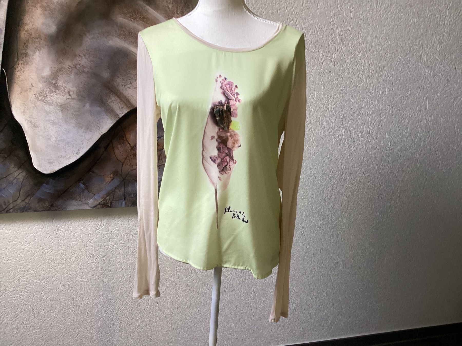 Maison Scotch Camicette: Maison Scotch Bluse/ Shirt Damen Hellgrün mit Print ca. Gr.S – Usato da Homberg b. Thun venduto da Homata