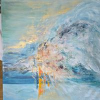 Originalgemälde auf Leinwand 90x90 cm, gold Blau Unikat!!!
