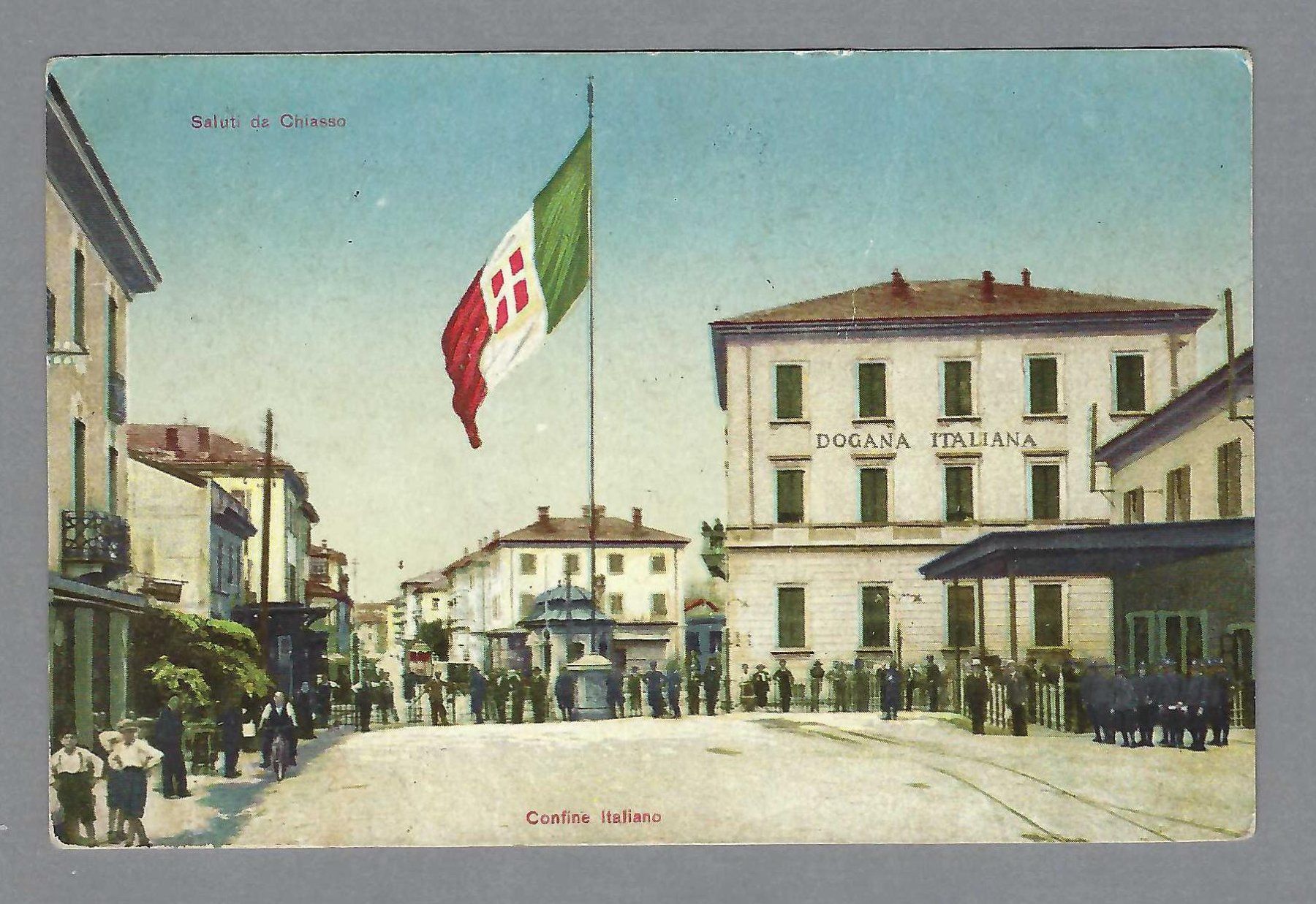 Cartoline postali: 1935, CHIASSO, FRONTIERA, MOLTO ANIMATA – Usato da Pura venduto da ulisse1957