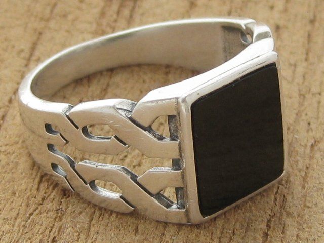 Anelli: Vintage Ring Silber 925 Onyx Zopfmuster Gr. 69 – Usato da Ermatingen venduto da Decovin 1