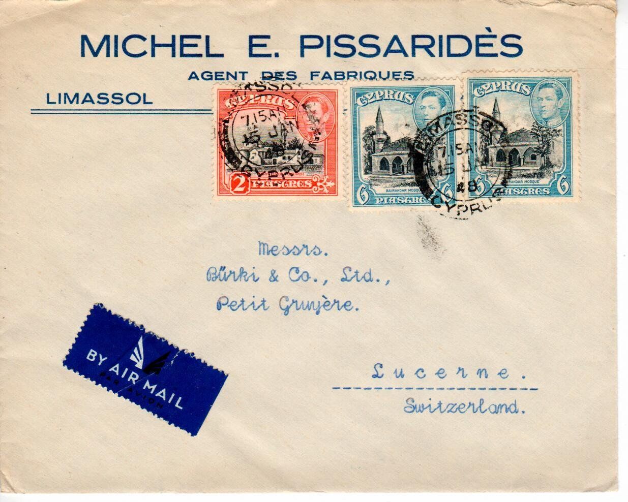 Tutti i francobolli: Brief, Zypern 1948 – Usato da Wolhusen venduto da Curver9