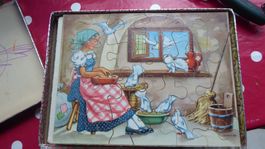4 Antike Holz Puzzle Sammlung Penelope  Grimms Märchen