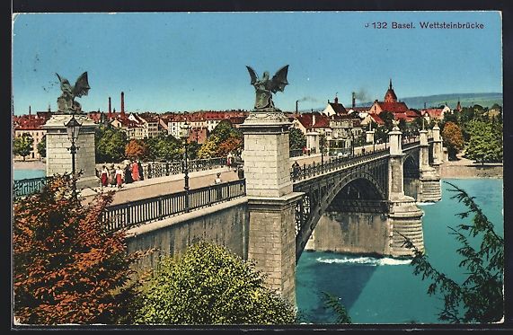 Cartoline postali: AK Basel, Wettsteinbrücke – Usato da Berlin venduto da bartko-reher
