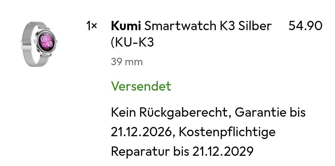 Smartwatch: KUMI Smartwatch K3 Silber – Nuovo e nell'imballaggio originale da Windisch venduto da LaubAir 6