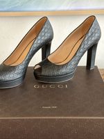 Gucci Peeptoe Pumps Leder Schwarz Groesse 37