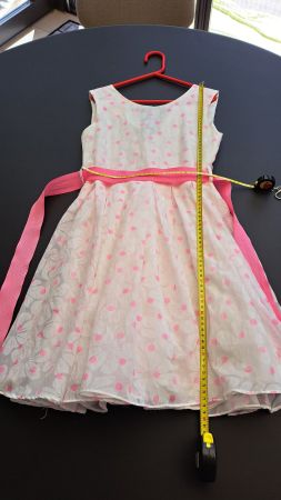 Sommerkleid Mädchen Gr. 148, Weiss/Rosa Blumenmuster