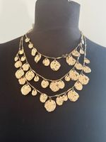 Kette Gold 3-reihig mit Anhängern neuwertig