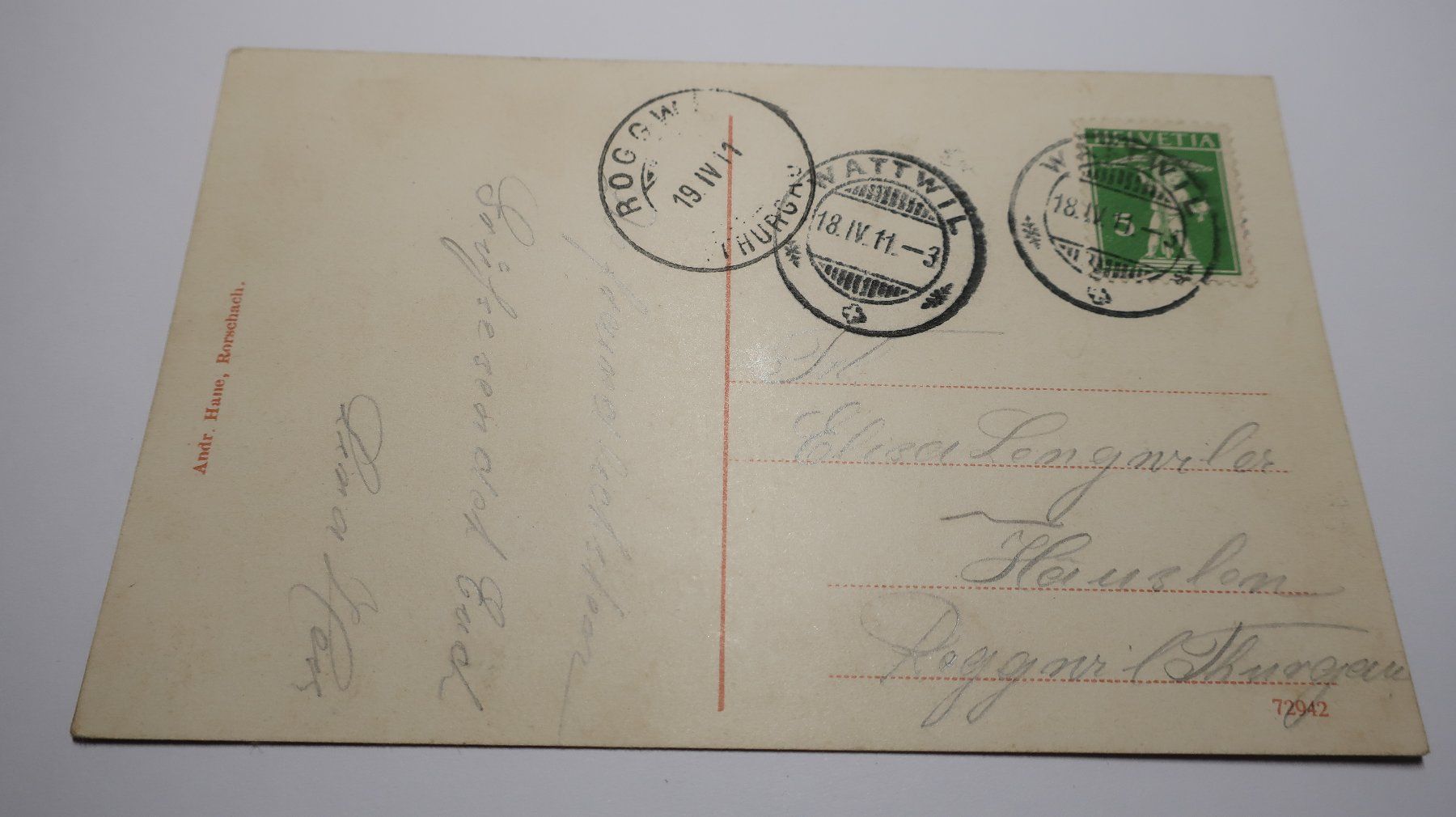 Cartoline postali: Wattwil  1911 – Usato da Cormoret venduto da Pascalll2001 4