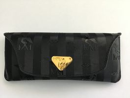 Brillenetui MM schwarz gestreift mit Logo guter Zustand