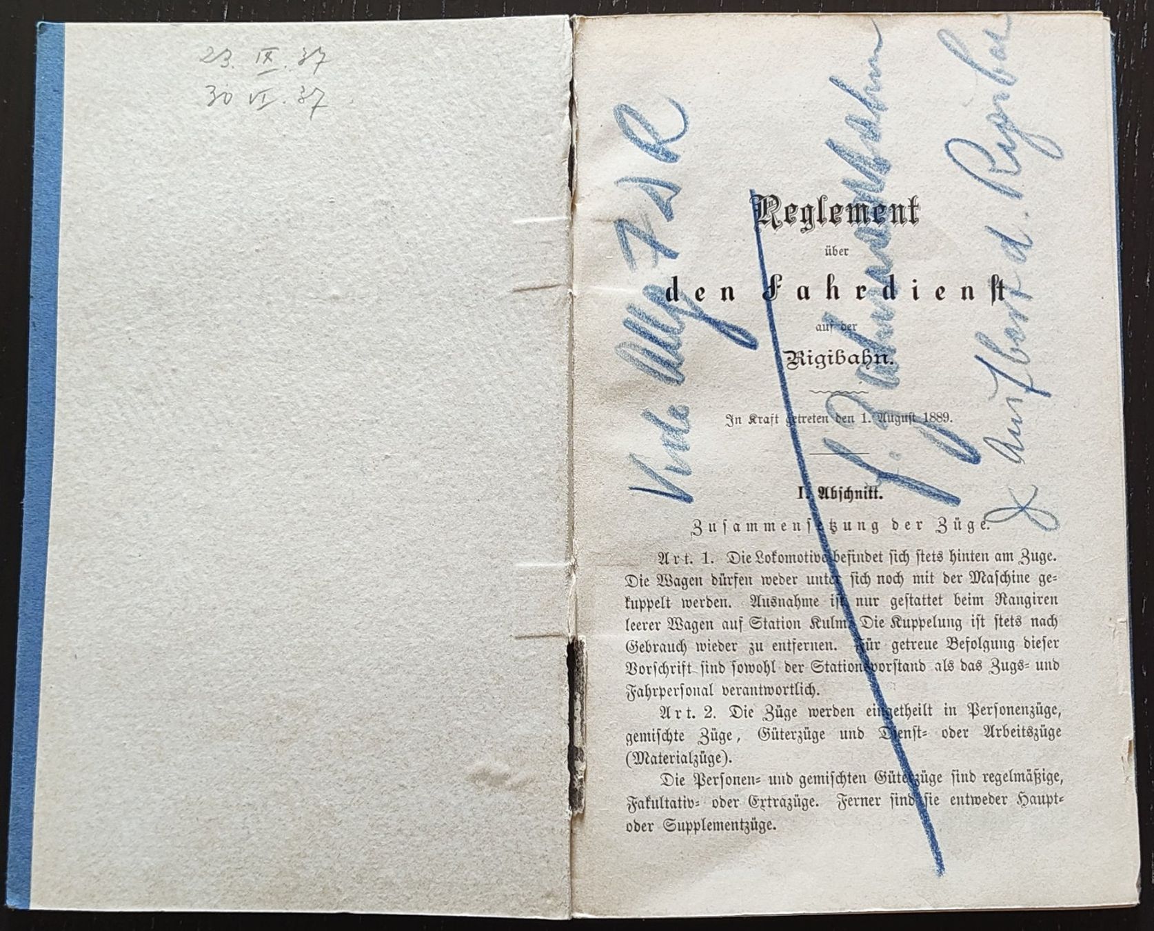Documenti: VRB Rigi-Bahn Dienstreglement 1889 – Usato da Biberist venduto da Slick 1