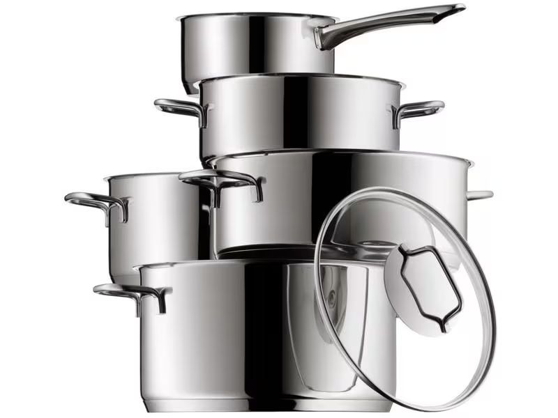 WMF Padelle: WMF Kochtopf-Set Astoria 5-teilig – Nuovo e nell'imballaggio originale da Heimisbach venduto da LIFESTYLE-MORE
