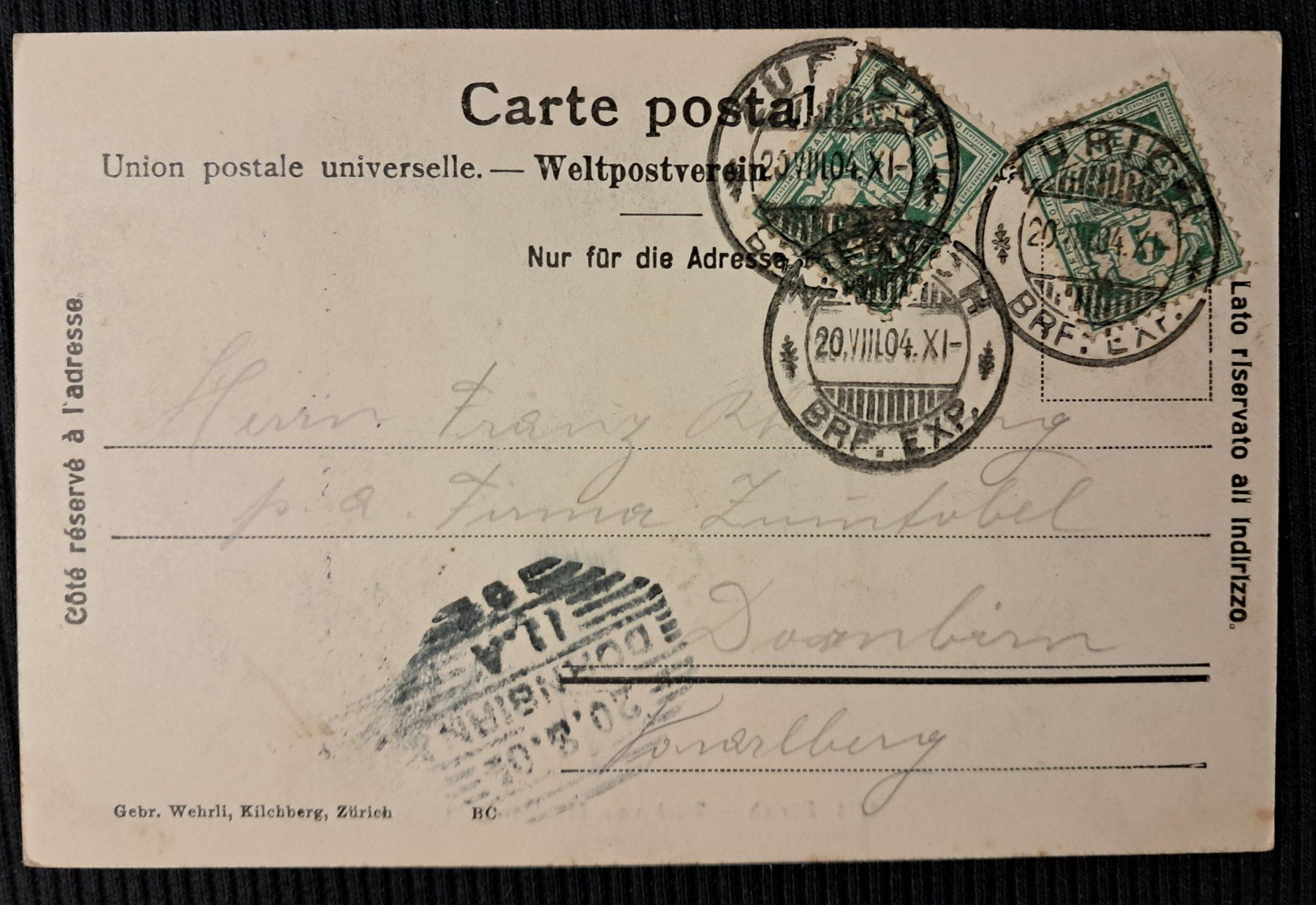 Cartes postales: ZURICH 1904 – D'occasion à Ponto Valentino par giorgia06 1