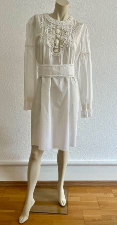 Marc Cain Sommer Kleid weiss Baumwolle Spitze Gr. N1 / 36