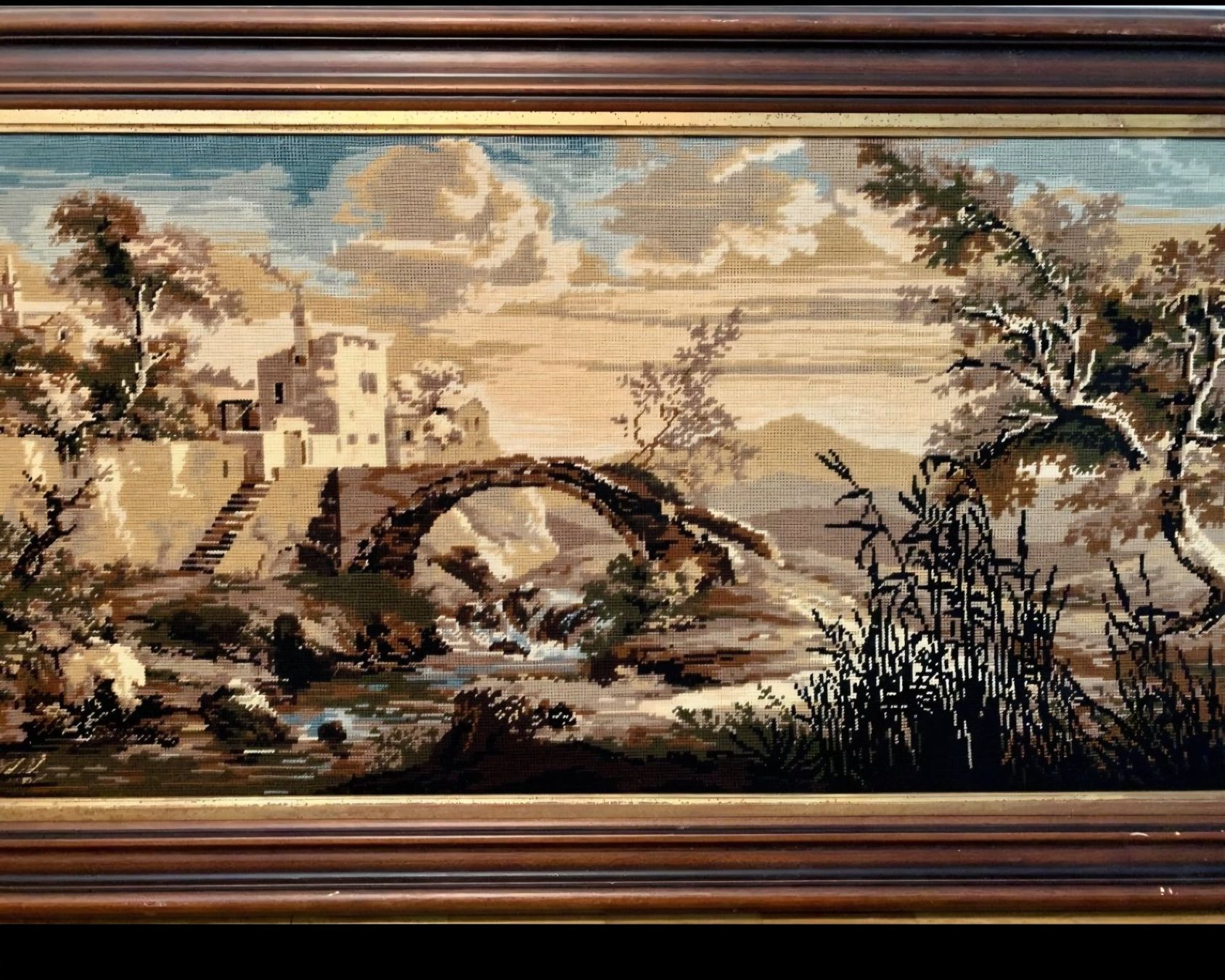 Gemälde: Grosses Gobelin Gemälde / Stickbild romantische Landschaft – Gebraucht aus Riedikon von Winter21. 1