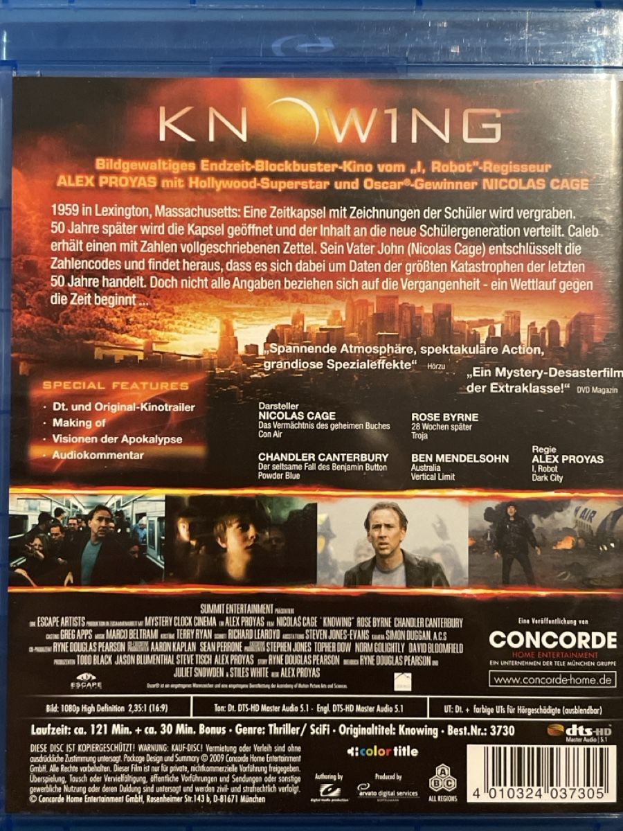 Tutti i DVDs: Knowing (2009) – Nuovo (secondo la descrizione) da Waldenburg venduto da Gonzo8 1