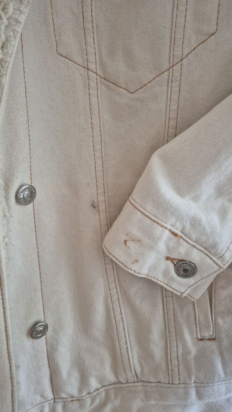 Topshop Giacche: Topshop Jeans Jacke mit Teddyfutter, Beige / Weiss – Usato da Winterthur venduto da inkidaria 3