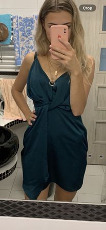 Missguided Satin Mini Dress - Forest Green