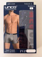 Boxer Herren, UNCO, Grösse L  (2 Stück; Dunkelblau + Muster)
