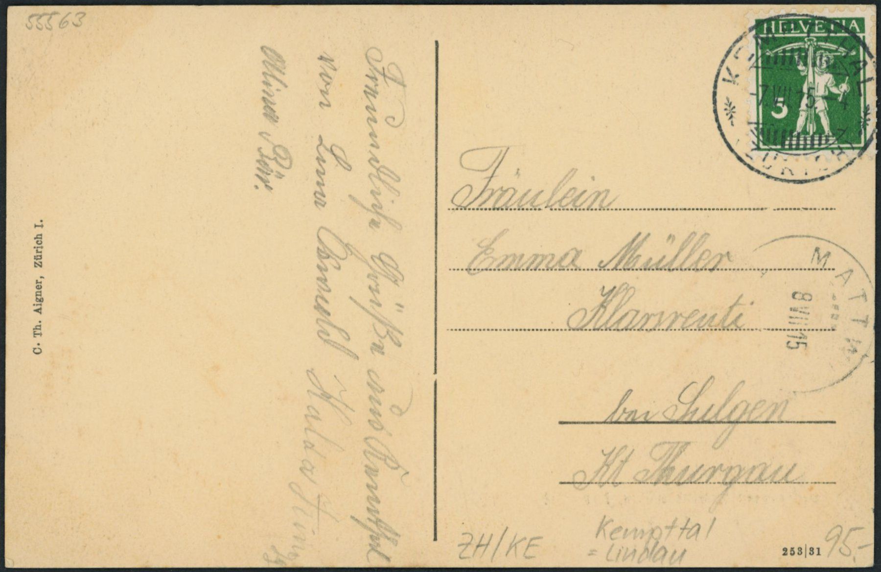 Cartoline postali: ZH Kemptthal - Lindau – Usato da Schindellegi venduto da Jonathan77 1