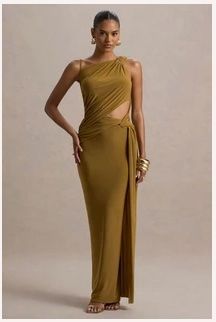 Braunes asymmetrisches Maxikleid mit Cut-Out-Details