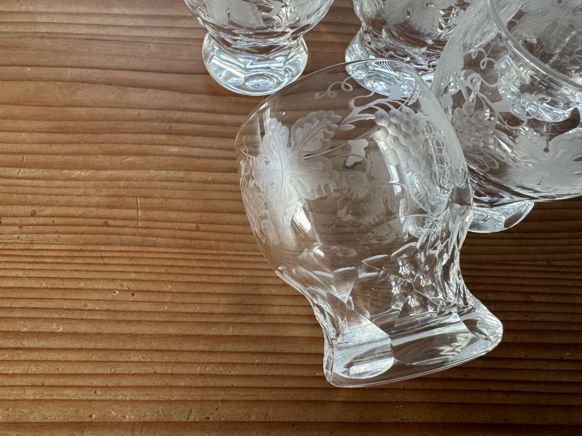 Gläser: 5er Set edle Grappagläser mit Schliffmuster, Vintage – Gebraucht aus Lanzenhäusern von Galaa 1