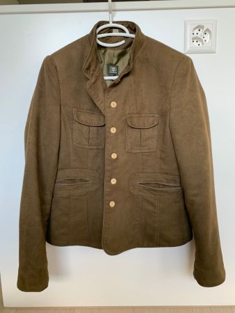 Landmode-Jacke, "Trachten" Braun, Olive gefüttert, Gr. 40