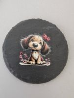 Glas Untersetzer mit Hunde Profil