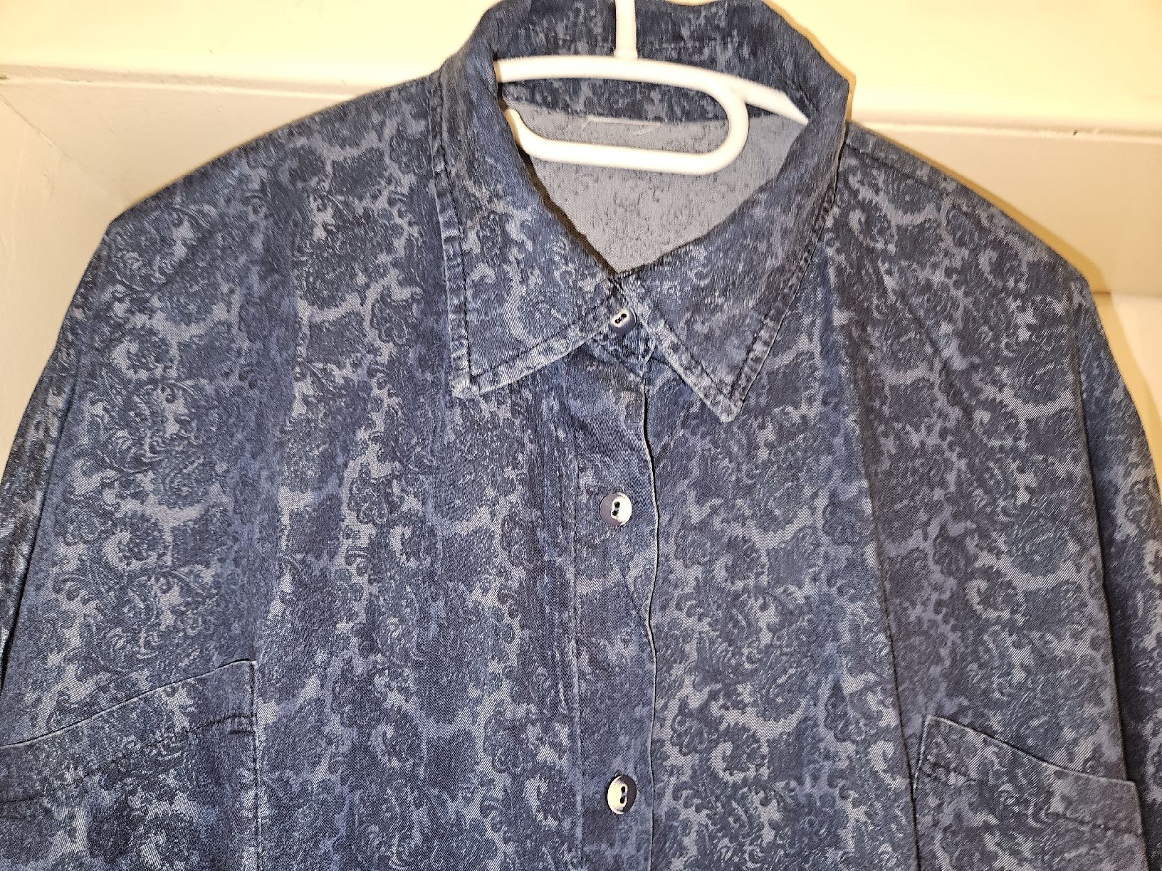 Camicette: Damen Hemdbluse lang blau mit Muster – Usato da Rheineck venduto da Eulalia40 2