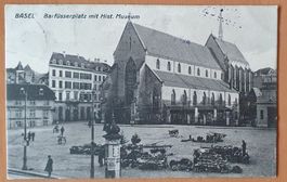 Basel 1910 - Barfüsserplatz, mit Bahnpoststempel u. AESCH