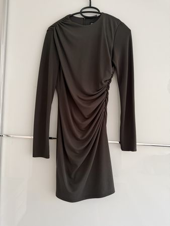 Kleid Zara langarm gerafft dunkelgrau neuwertig