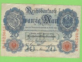 20 Mark Geldschein, Deutsches Reich, 1914, Top Zustand!