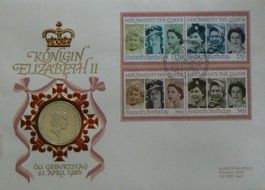 Numisbrief 60. Geburtstag Königin Elisabeth II
