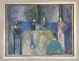 MAX HELLSTERN (1927–2019)– "Gesellschaft"|Original Ölgemälde