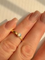 Ring Labradorit 925 Silber gold Stapelring fein rund 49