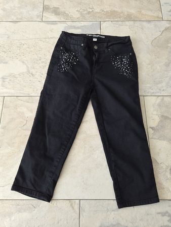 Schwarze 3/4-Jeans mit Strass, Grösse M, Chicorée 