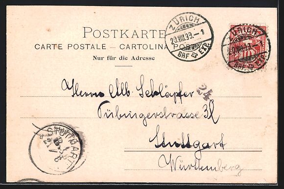 Cartoline postali: Zürich, Stadtpartie mit Kirche, Dampfer – Usato da Berlin venduto da bartko-reher 1