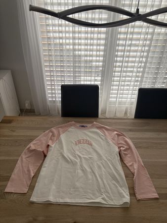 Langarmshirt Villain World Grösse M weiss rosa Raglan